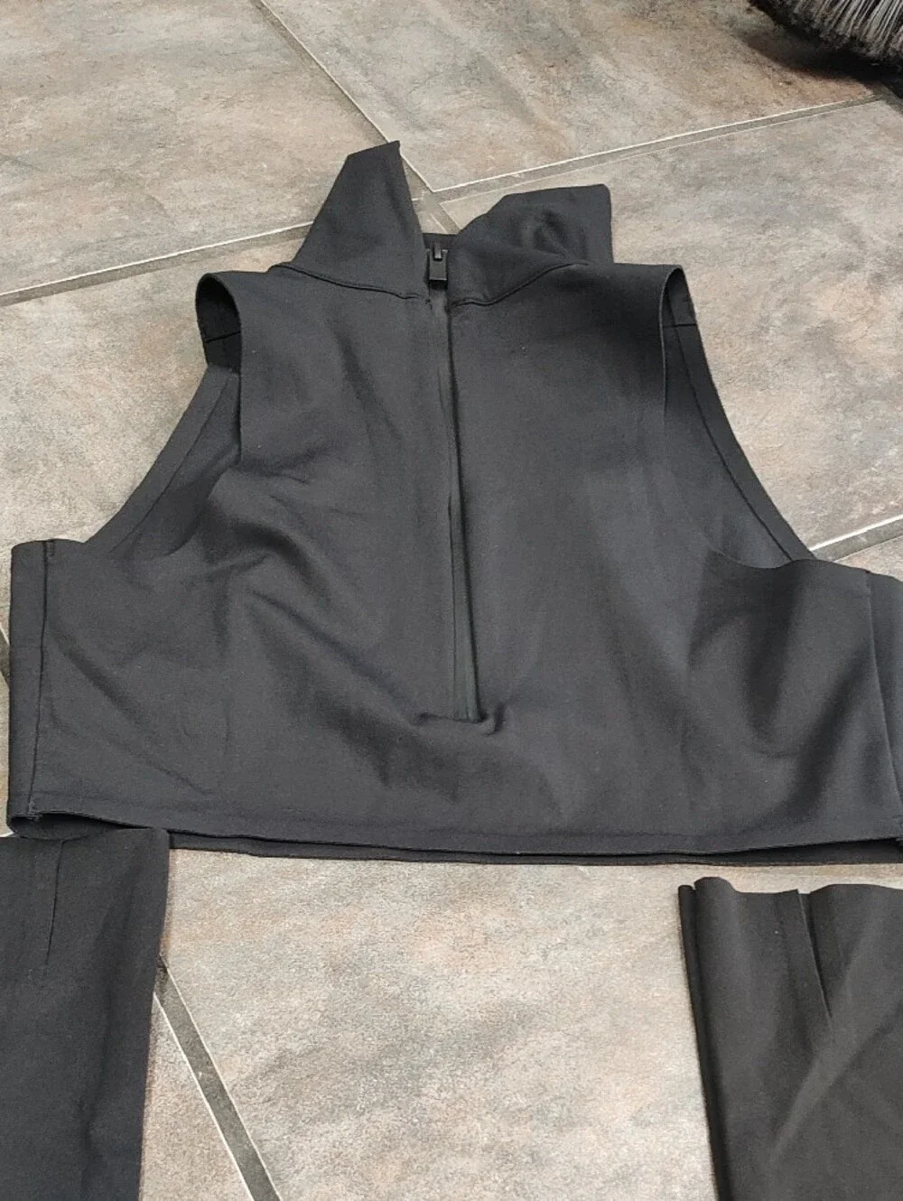Fear of God Athletics Black Women Leggings And Top with Cream Labels
